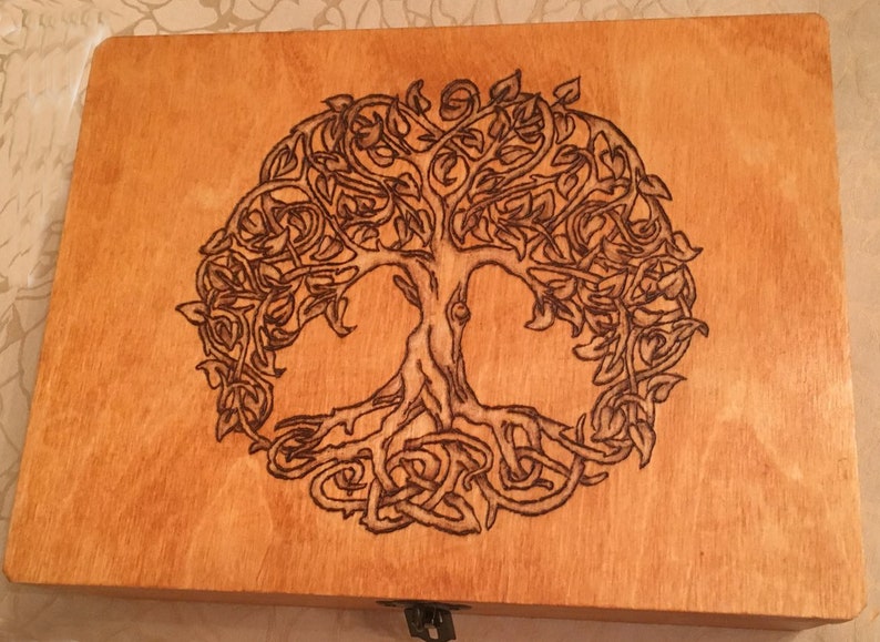 Custom Wood Burned Design Wood Box