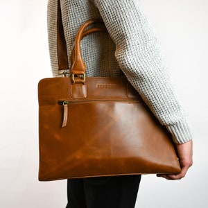 Porte-documents en cuir pleine fleur avec bandoulière amovible | sac messager | de travail porté épaule | Porte-documents en cuir fait main | Cuir de vachette pleine fleur