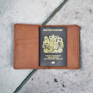 Cartera de pasaporte de cuero de plena flor / Funda de pasaporte de cuero, Titular del pasaporte, Cartera de pasaporte de cuero / Cuero de vaca de plena flor / Curtido vegetal