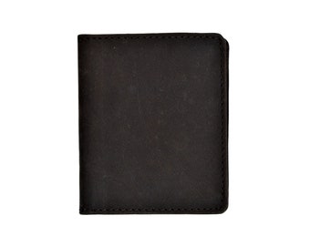 Carteira de bolso preta para cartões | Couro de flor integral