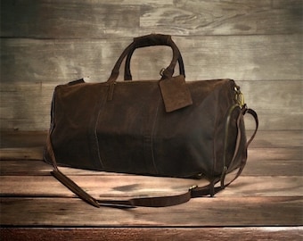Full-Grain Leather Duffle Bag with Shoe Compartment | Weekend Bag, Carry On Baggage, Leather Travel Bag | Premium Duffle Bag