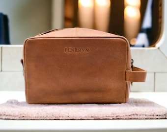 Full-Grain Leather Toiletry Bag | Leather Toiletry Bag | Handmade | Full-Grain Cowhide