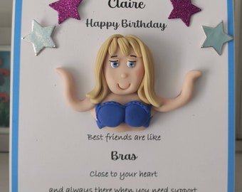 Personalised Bra greeting card for friends/ best friends/sisters etc