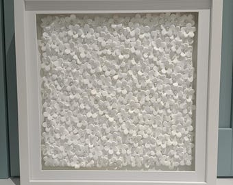 White Floral Clay Wall Art, 3D Textured Sculpture
