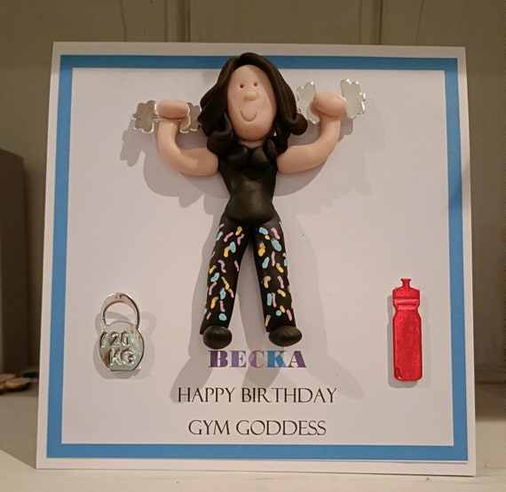 Personalized Polymer Clay Fitness Card, Gym Gift, Handmade