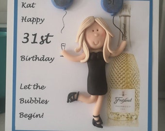 Prosecco themed birthday card