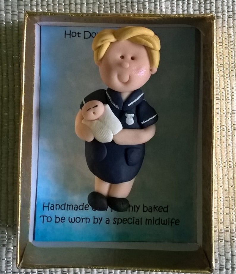 Personalised midwife nurseparamedic brooch pin by Hot Dough Creations