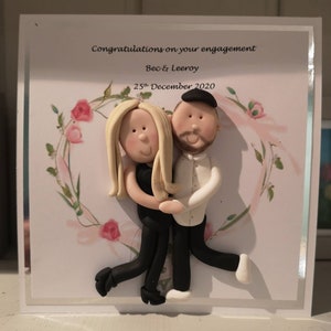 Personalised engagement card, personalised figures by Hot Dough Creations image 6