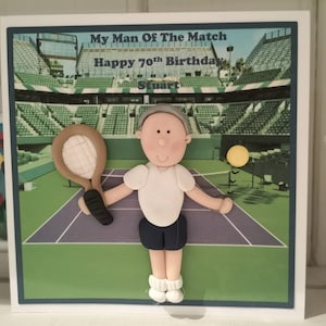 Carte sur le thème d'un joueur de tennis - Anniversaire/retraite par Hot Dough Creations