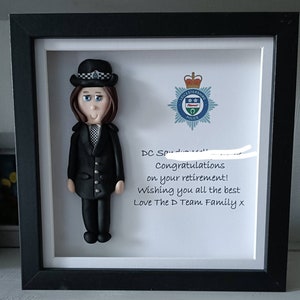 Personnalisé, police, cadeau de retraite/félicitations, art encadré, caricature
