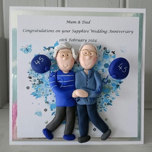 Personalised handmade  anniversary-silver, diamond, sapphire , golden etc card by hot dough creations