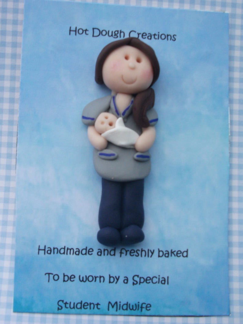 Personalised midwife nurseparamedic brooch pin by Hot Dough Creations