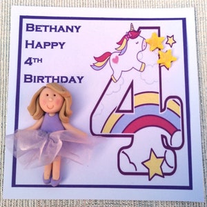 Carte d'anniversaire personnalisée licorne pour les 1,2,3,4,5,6,7,8,9 ans