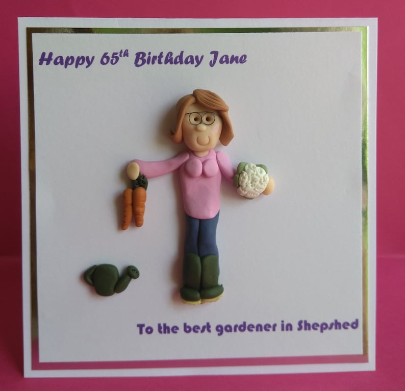 Gardener birthday retirement personalised 3d card by Hot Dough Creations