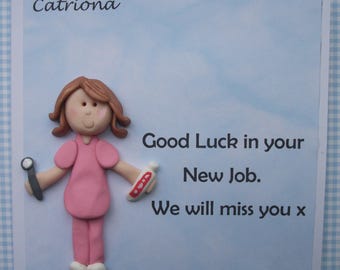 Personalized Dentist Card, Polymer Clay Figurine, Retirement, Thank You
