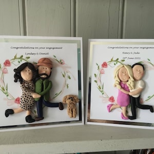 Personalised engagement card, personalised figures by Hot Dough Creations image 1