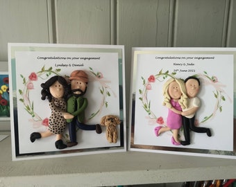 Personalisierte Verlobungskarte, personalisierte Figuren von Hot Dough Creations