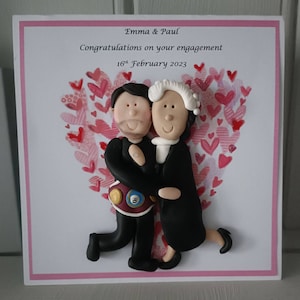 Personalised engagement card, personalised figures by Hot Dough Creations image 3