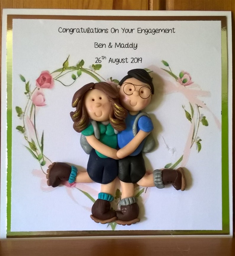 Personalised engagement card, personalised figures by Hot Dough Creations image 2