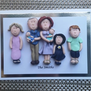 Personalised   family/ group portrait birthday/ mothers, fathers day greeting  card by Hot Dough Creations