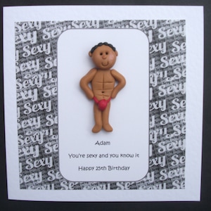 Carte d'anniversaire personnalisée humoristique « sexy » pour homme par Hot Dough Creations