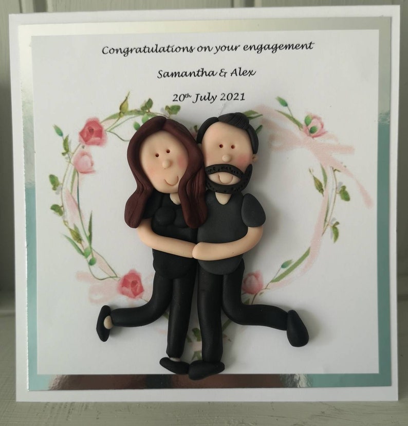 Personalised engagement card, personalised figures by Hot Dough Creations image 9