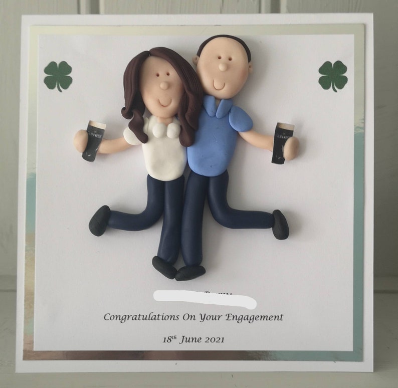Personalised engagement card, personalised figures by Hot Dough Creations image 8