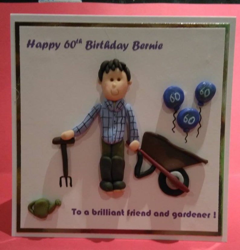 Gardener birthday retirement personalised 3d card by Hot Dough Creations