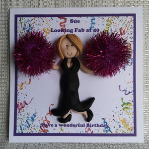 Carte d'anniversaire/retraite personnalisée à pompons par Hot Dough Creations