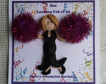 Carte d'anniversaire/retraite personnalisée à pompons par Hot Dough Creations