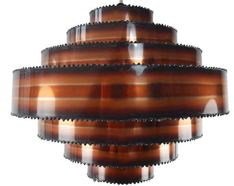 Holm Sorensen Danish Modern Brutalist Tiered Copper Pendant, 1960s