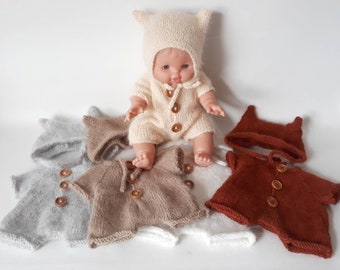 Ropa de bebé, ropa de muñeca, Paola Reina Corolle, mono de manga corta y "gato" aplastante de diferentes colores