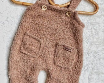 Hand knitted dungarees size 3 months very soft darling thread camel color