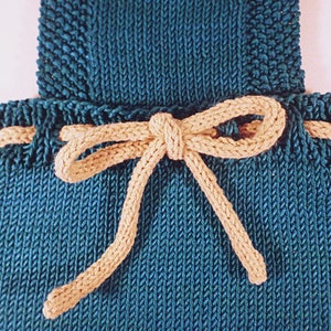 Barboteuse bébé, rétro vintage, taille 3-6 mois, tricoté main, fil coton, coloris bleu roi image 2