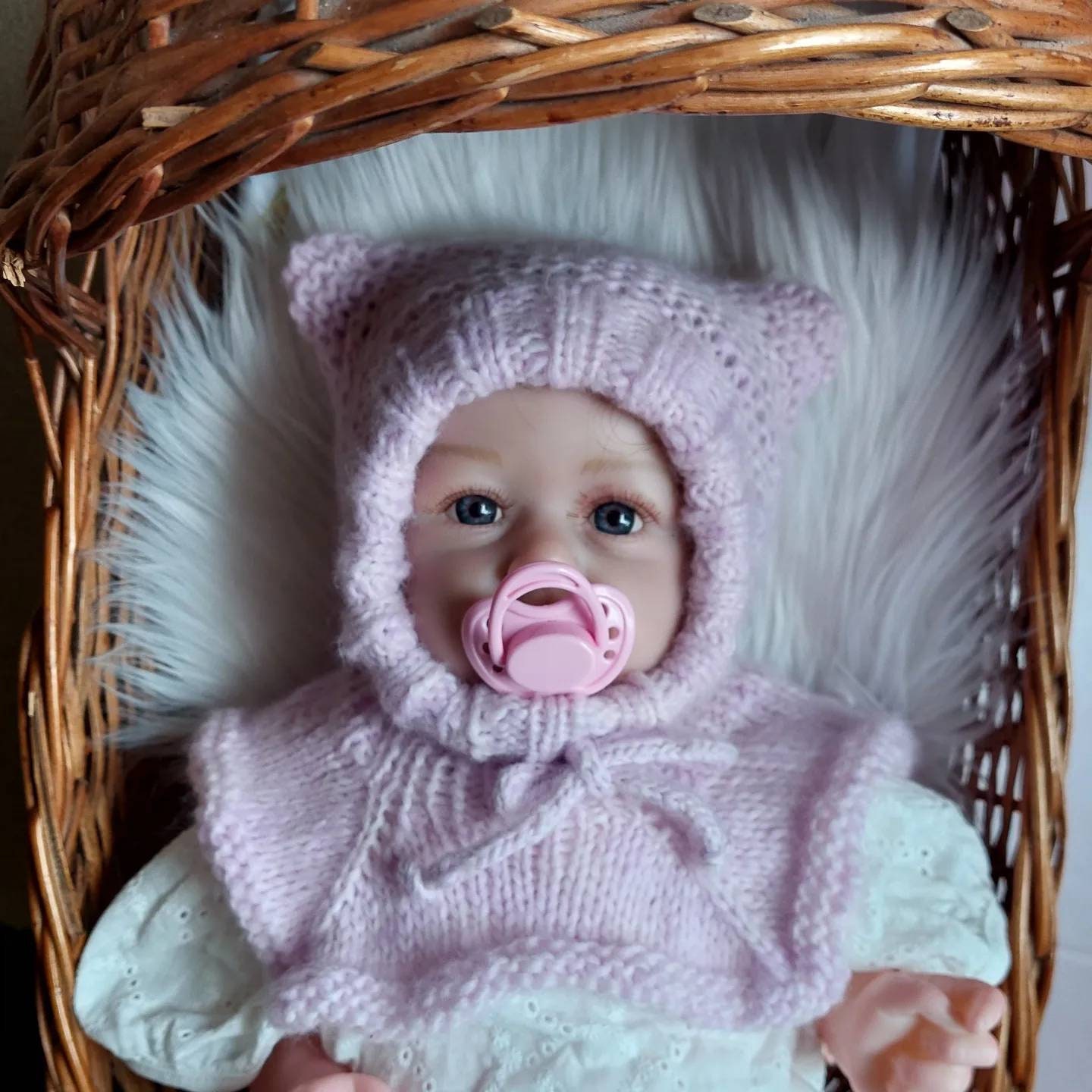 Cagoule bébé fille en maille côtelée doublée sherpa - gris chiné, Bébé