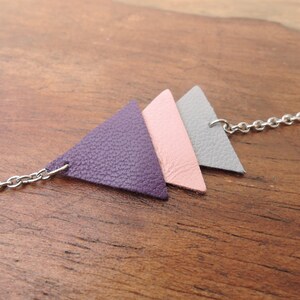 Leather bracelets triangles violet