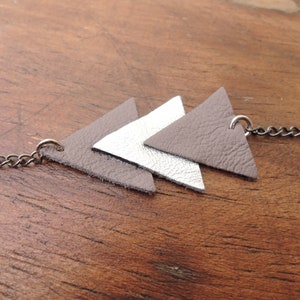 Leather bracelets triangles taupe