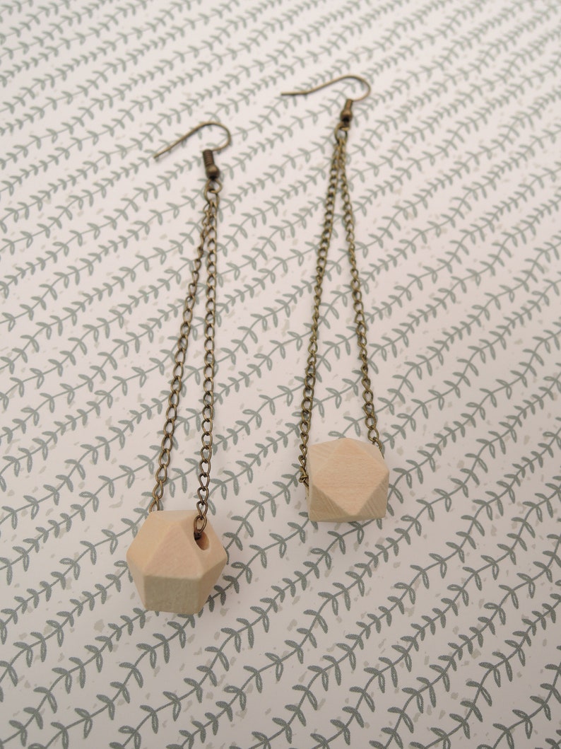 Wood bead earrings image 1