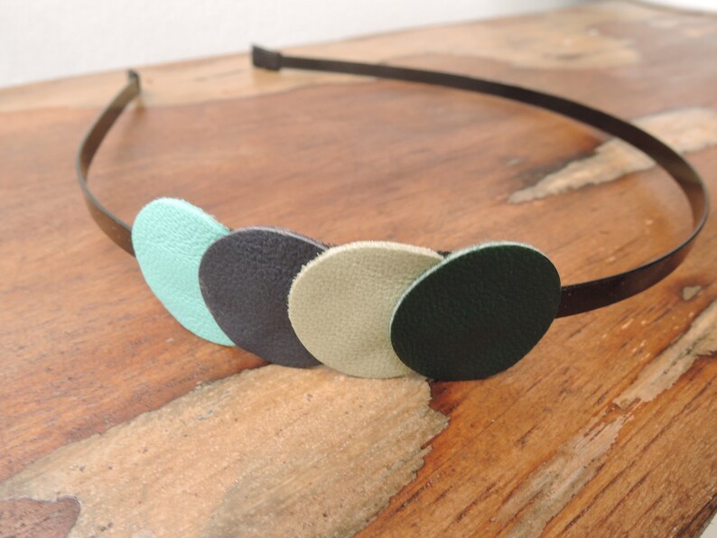 Leather headband Vert forêt