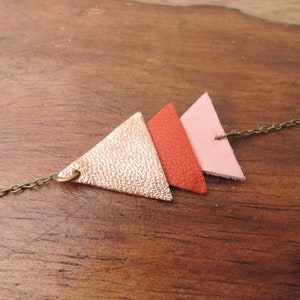 Leather bracelets triangles rose