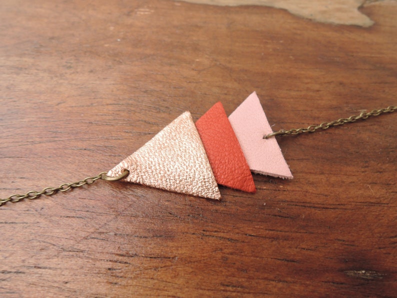 Leather bracelets triangles rose