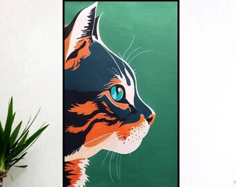 Quadro Gatto - dipinto acrilico su tela - Dimensioni 80 x 50 cm