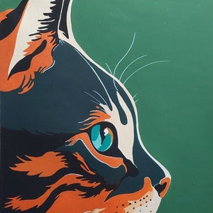 Peinture de chat - Dimensions 80 x 50 cm