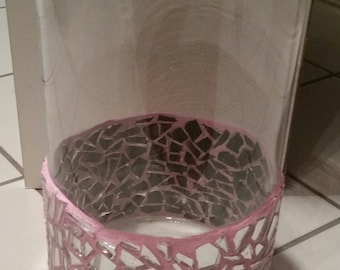 Mosaic glass candle holder