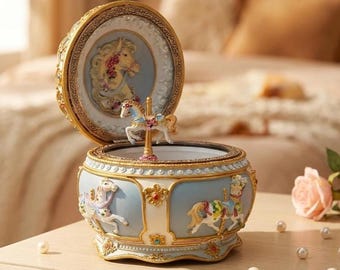 Gepersonaliseerde carrouselmuziekdoos voor meisjes, balletmuziekdoos, aangepaste naam 1e verjaardagscadeau voor dochter kleindochter, cadeau pasgeboren