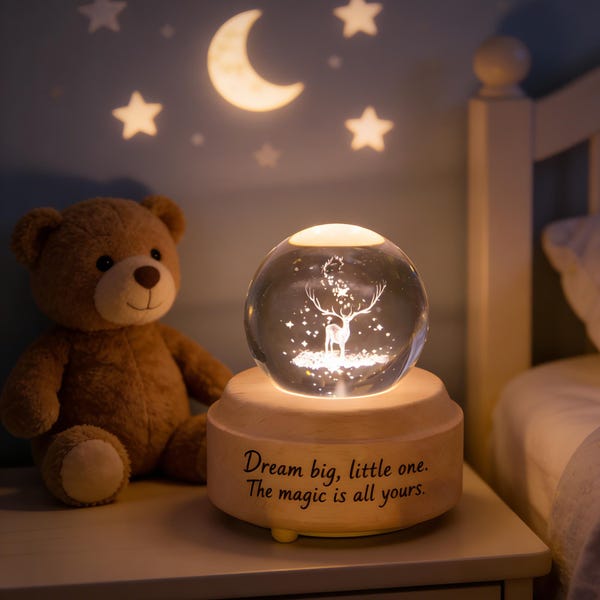 Benutzerdefinierte Name Kristallkugel Spieluhr mit Licht, personalisierte Kristall Spieluhr, gravierte Name Geburtstagsgeschenk für Kinder, Babypartygeschenk