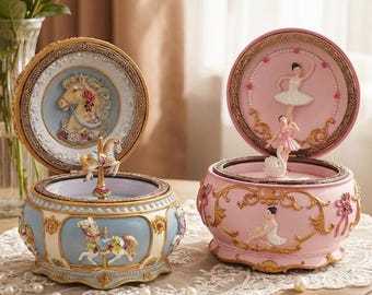 Gepersonaliseerde ballerinamuziekdoos voor meisjes, bloemenmeisje aandenken, ballet en carrouselontwerp, decor kinderkamer, kraamcadeau