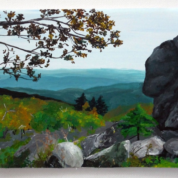 Mountain Painting, Grandfather Mountain, Original acrylic painting by krystalmichelleart Mountain landscape