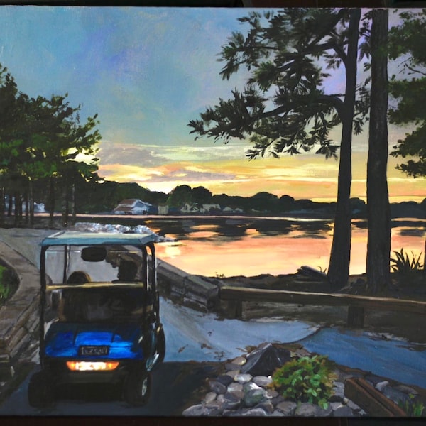 Peachtree City Georgia lake painting • Spyglass Island• Lake Peachtree original painting. 11x14 Canvas panel • Prints also available