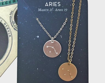 Minimalist Zodiac Aries Constellation Hypoallergenic Necklace Celestial 925 Silver Cubic Zirconia gift birthday 40th 18th easter mum unisex